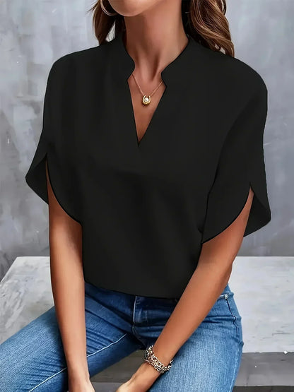 Split Sleeve V-Neck Blouse