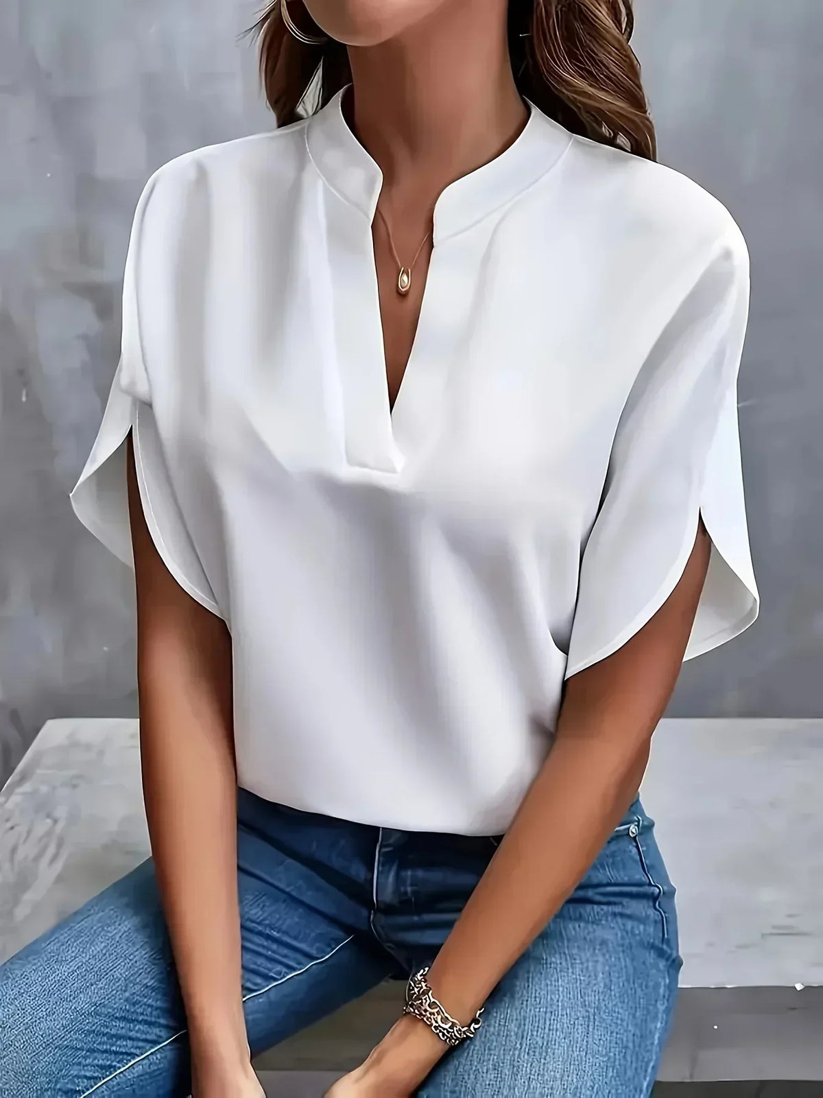 Split Sleeve V-Neck Blouse