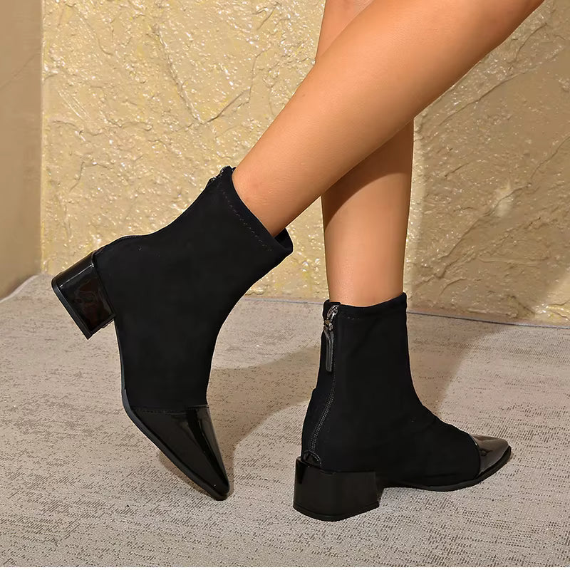 Sleek Mid Block Heel Ankle Boots