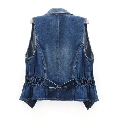 Relaxed Sleeveless Denim Vest Jacket