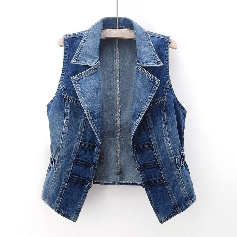 Relaxed Sleeveless Denim Vest Jacket