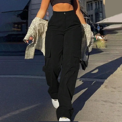 High-Waisted Utility Cargo Trousers