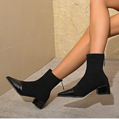 Sleek Mid Block Heel Ankle Boots