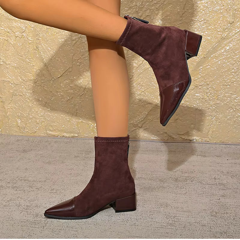 Sleek Mid Block Heel Ankle Boots