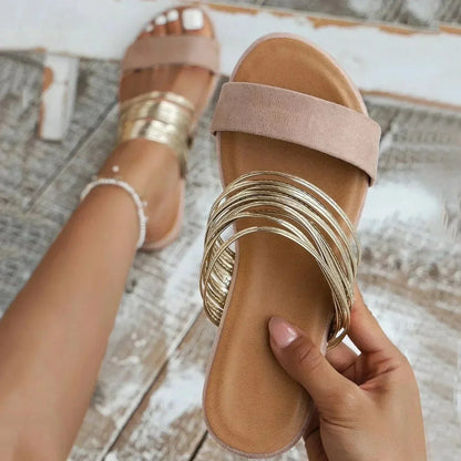 Women's Double-Strap Open Toe Slides