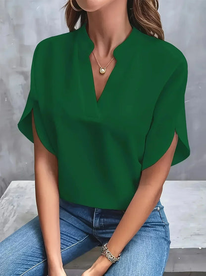 Split Sleeve V-Neck Blouse