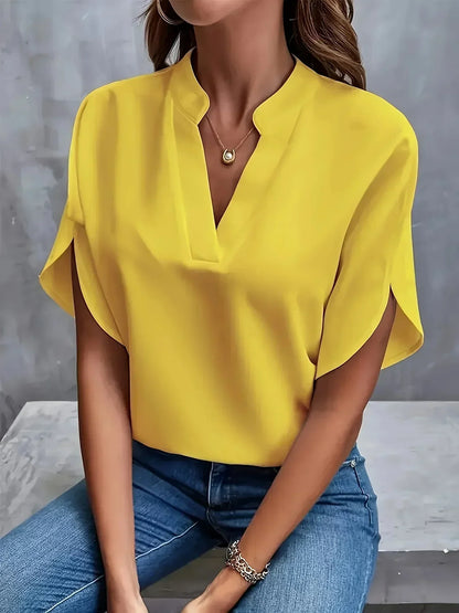 Split Sleeve V-Neck Blouse