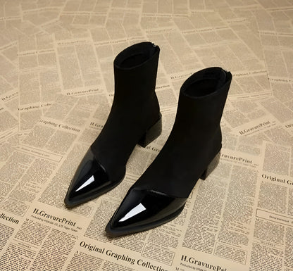 Sleek Mid Block Heel Ankle Boots