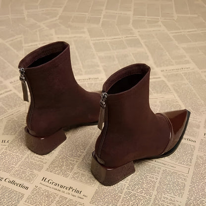 Sleek Mid Block Heel Ankle Boots