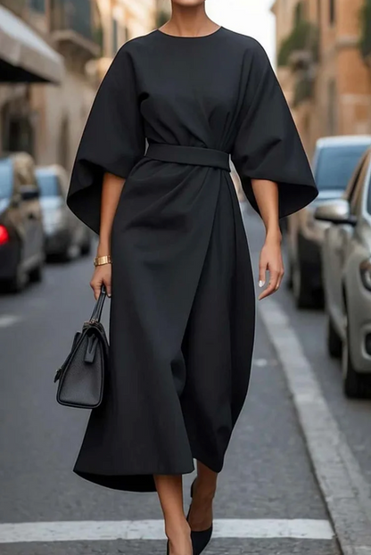 Kimono Sleeve Belted Midi Dress