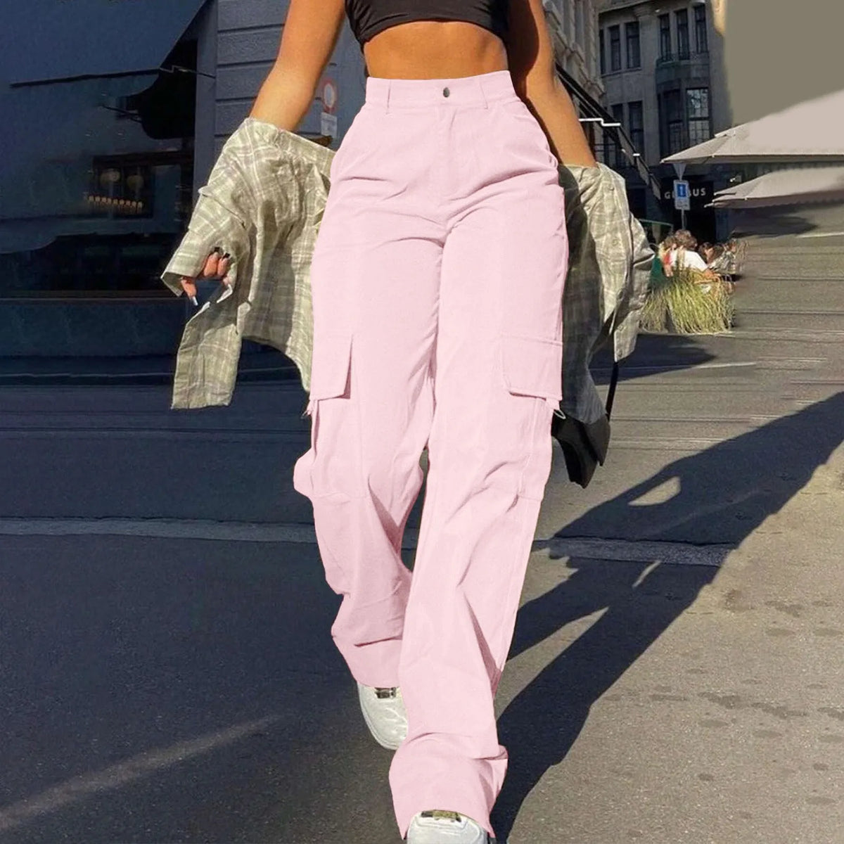 High-Waisted Utility Cargo Trousers
