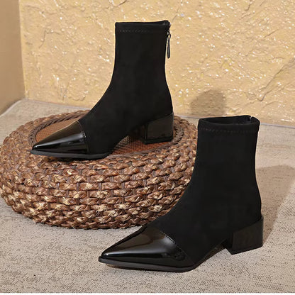 Sleek Mid Block Heel Ankle Boots
