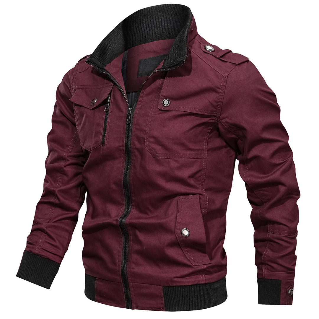 Men's Multi-Pocket Zip-Up Bomber Jacket