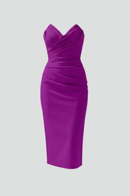 Tiered Ruffle Strapless Midi Dress