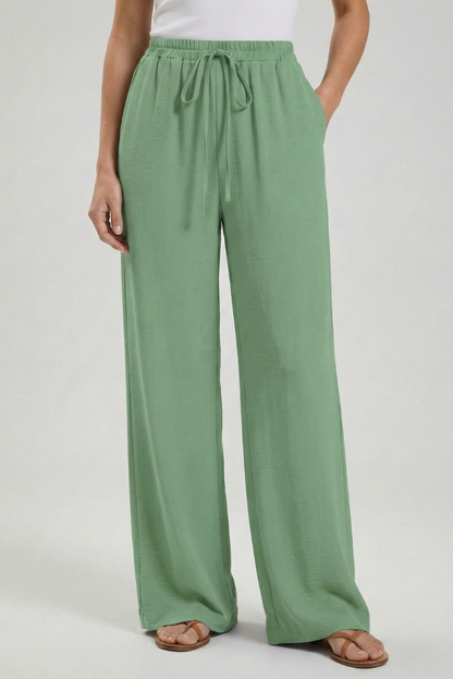 Floaty Drawstring Palazzo Pants with Pockets