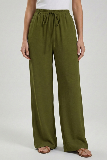 Floaty Drawstring Palazzo Pants with Pockets