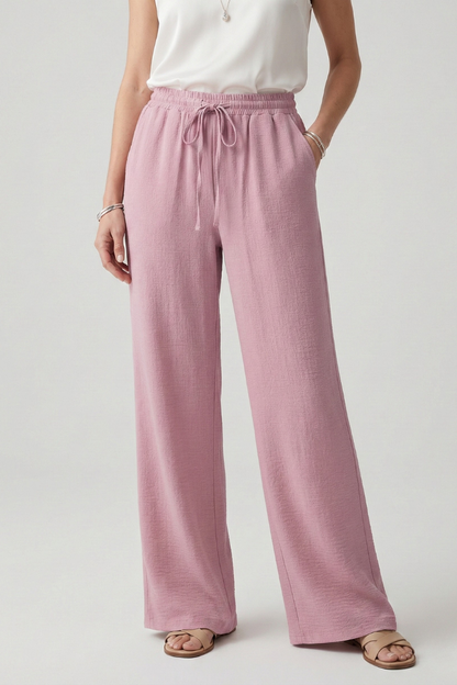 Easy-Wear Wide-Leg Drawstring Trousers