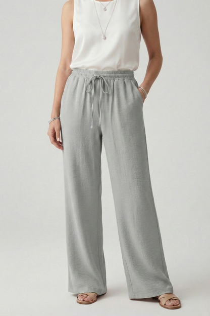 Easy-Wear Wide-Leg Drawstring Trousers