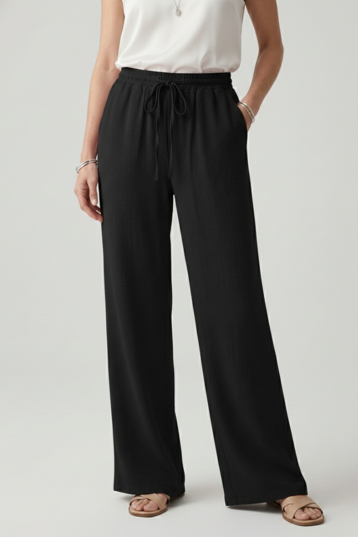 Easy-Wear Wide-Leg Drawstring Trousers