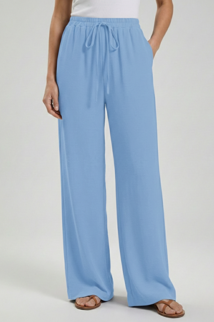 Floaty Drawstring Palazzo Pants with Pockets