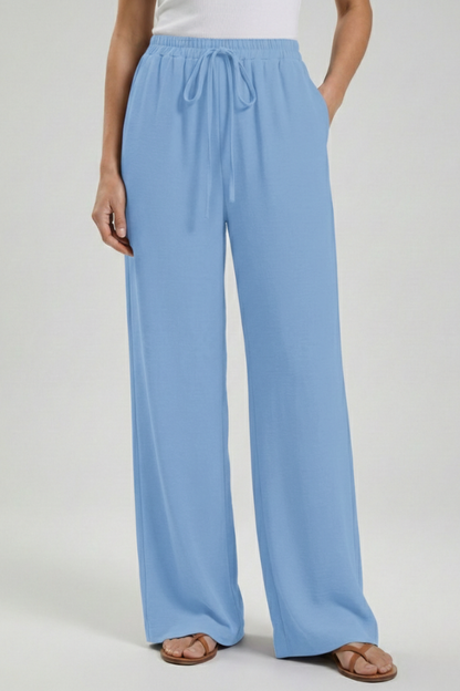 Floaty Drawstring Palazzo Pants with Pockets