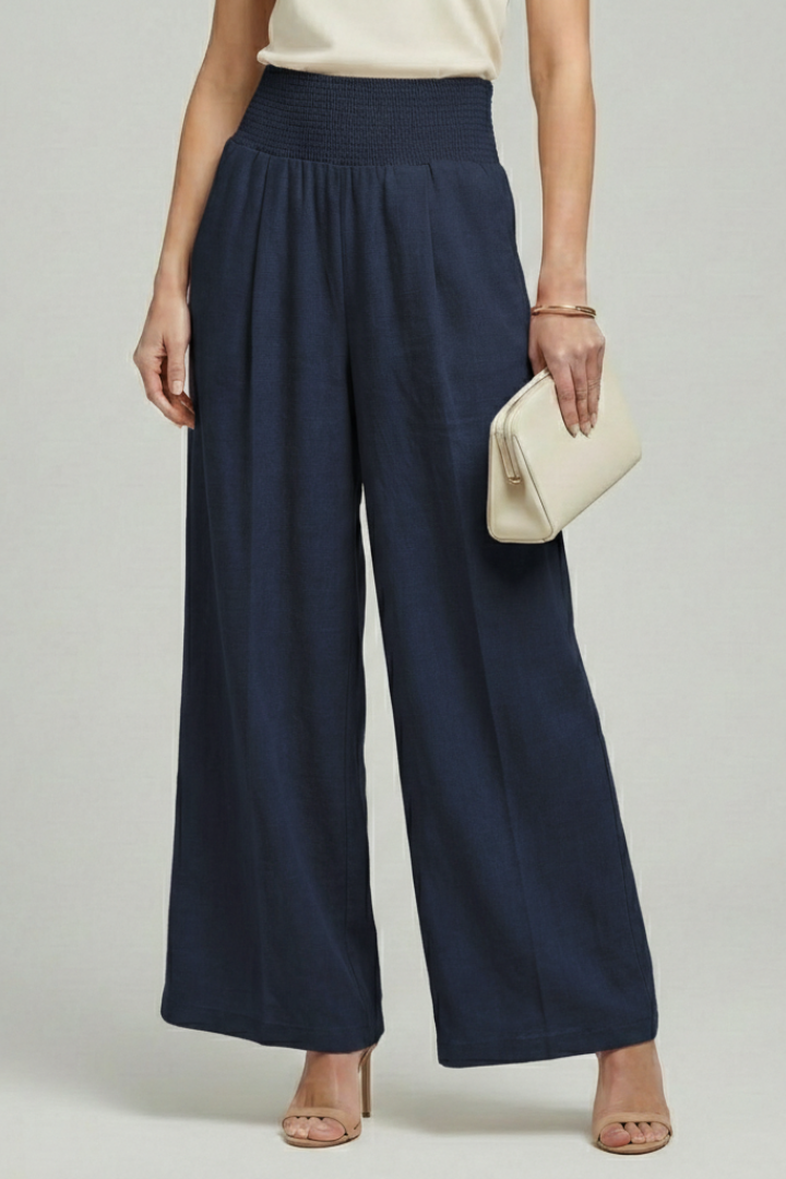 High-Waisted Pleated Wide-Leg Pants