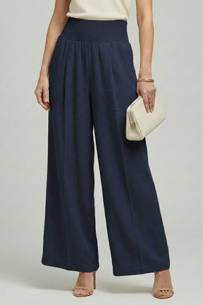 High-Waisted Pleated Wide-Leg Pants