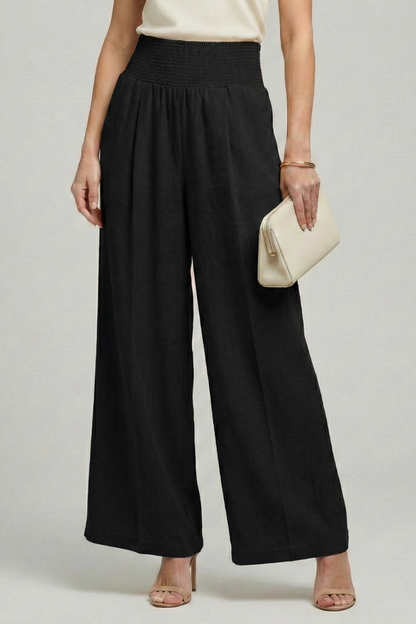 High-Waisted Pleated Wide-Leg Pants