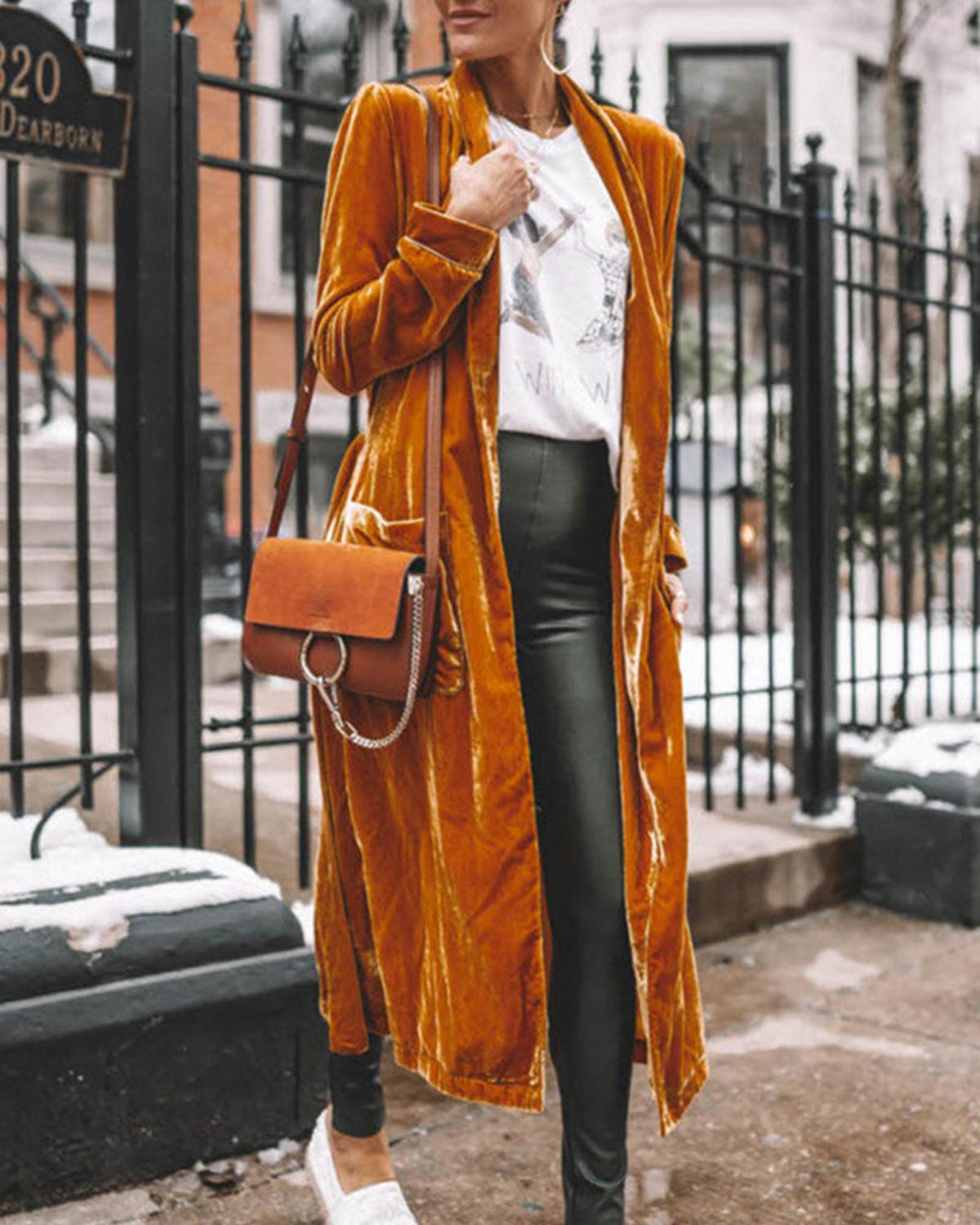 Draped Open-Front Longline Duster Cardigan