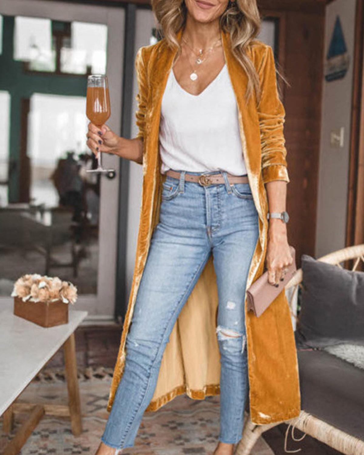 Draped Open-Front Longline Duster Cardigan
