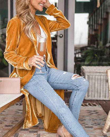 Draped Open-Front Longline Duster Cardigan