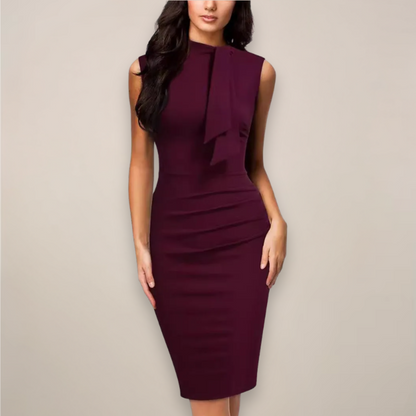 Sleek High-Neck Midi Sheath Dress