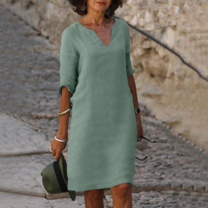 Elegant V-Neck Knee-Length Dress