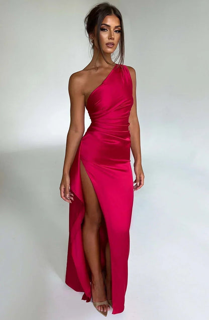 Asymmetric One-Shoulder Maxi Dress with Side Split