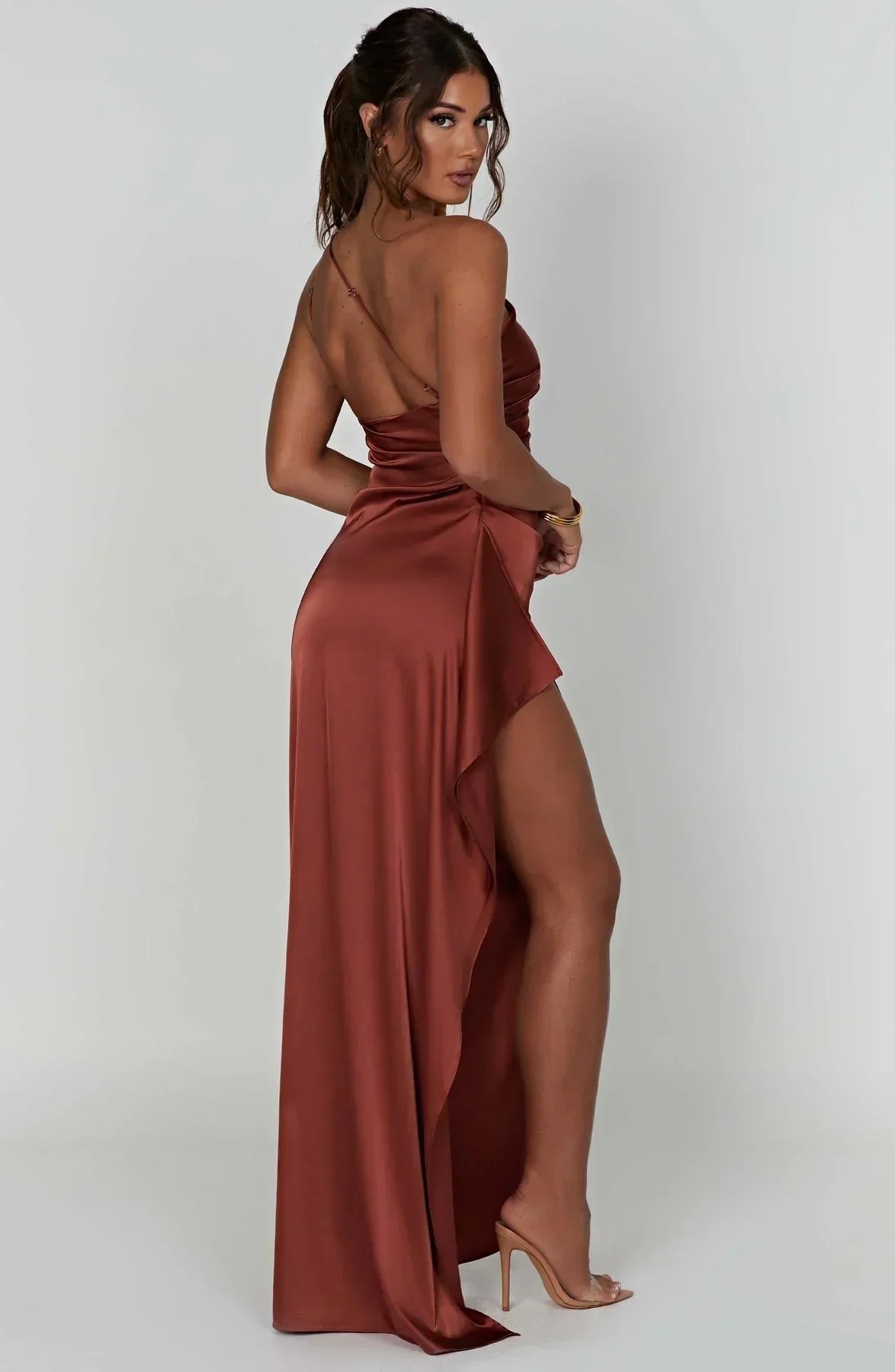 Asymmetric One-Shoulder Maxi Dress with Side Split