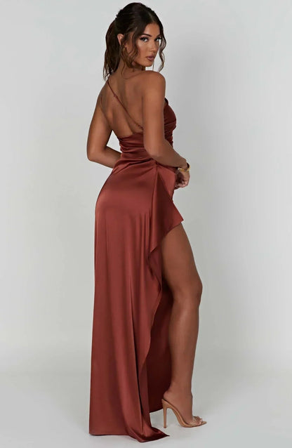 Asymmetric One-Shoulder Maxi Dress with Side Split