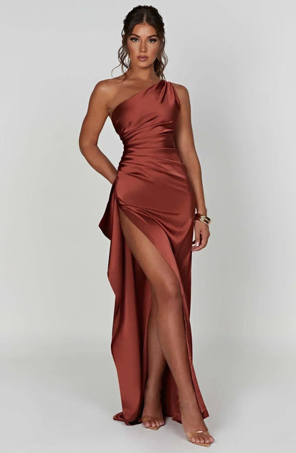 Asymmetric One-Shoulder Maxi Dress with Side Split