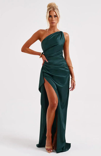 Asymmetric One-Shoulder Maxi Dress with Side Split