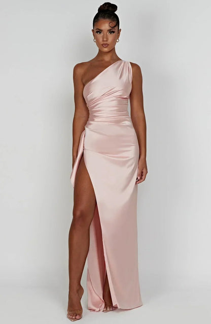 Asymmetric One-Shoulder Maxi Dress with Side Split