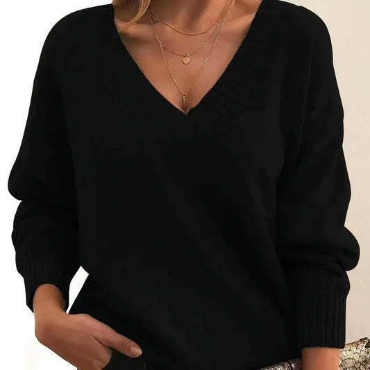 Relaxed V-Neck Soft Knit Jumper