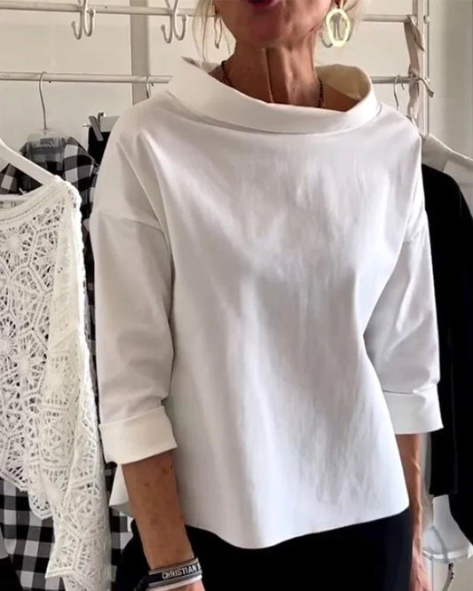 Women's Draped 3/4 Sleeve Boatneck Top