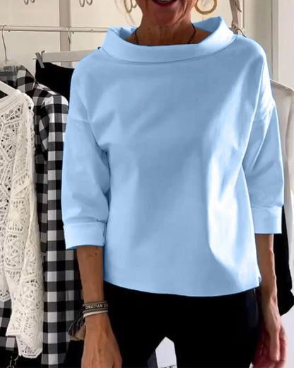 Women's Draped 3/4 Sleeve Boatneck Top