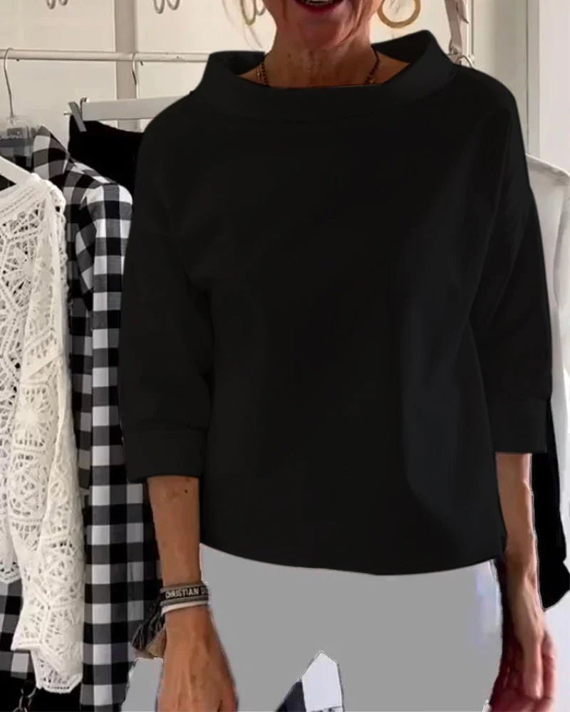 Women's Draped 3/4 Sleeve Boatneck Top