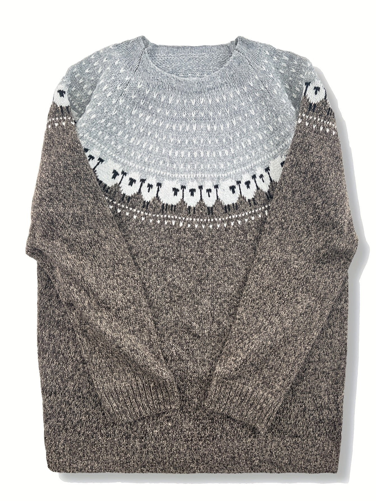 Sheep Pattern Chunky Jacquard Knit Jumper