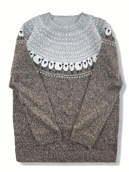 Sheep Pattern Chunky Jacquard Knit Jumper