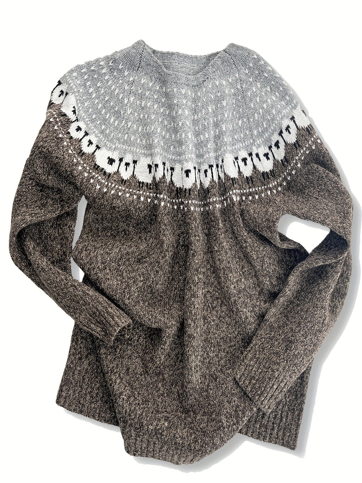 Sheep Pattern Chunky Jacquard Knit Jumper