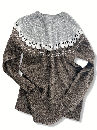 Sheep Pattern Chunky Jacquard Knit Jumper