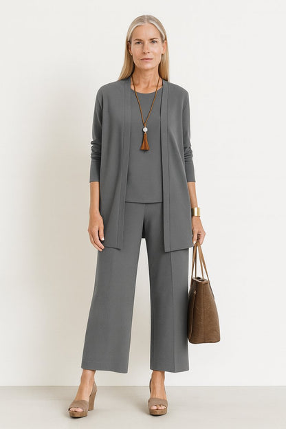 Women's 3-Piece Co-ord Set: Longline Duster, Scoop Top & Culottes