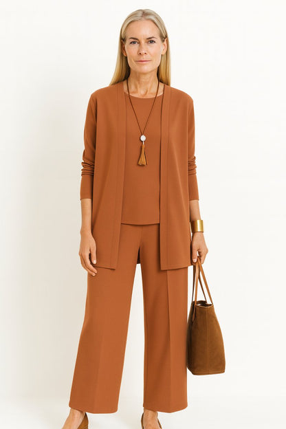 Women's 3-Piece Co-ord Set: Longline Duster, Scoop Top & Culottes