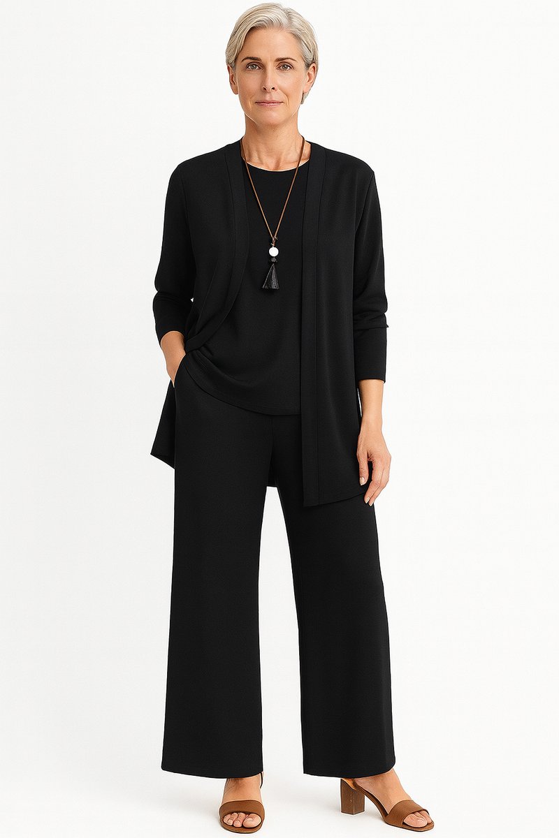 Women's 3-Piece Co-ord Set: Longline Duster, Scoop Top & Culottes